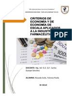 Criterios de Economía y de Economía de Escala Aplicados A La Industria Farmacéutica