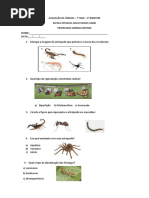 Avaliação de Ciências 7 ano- Educação Especial