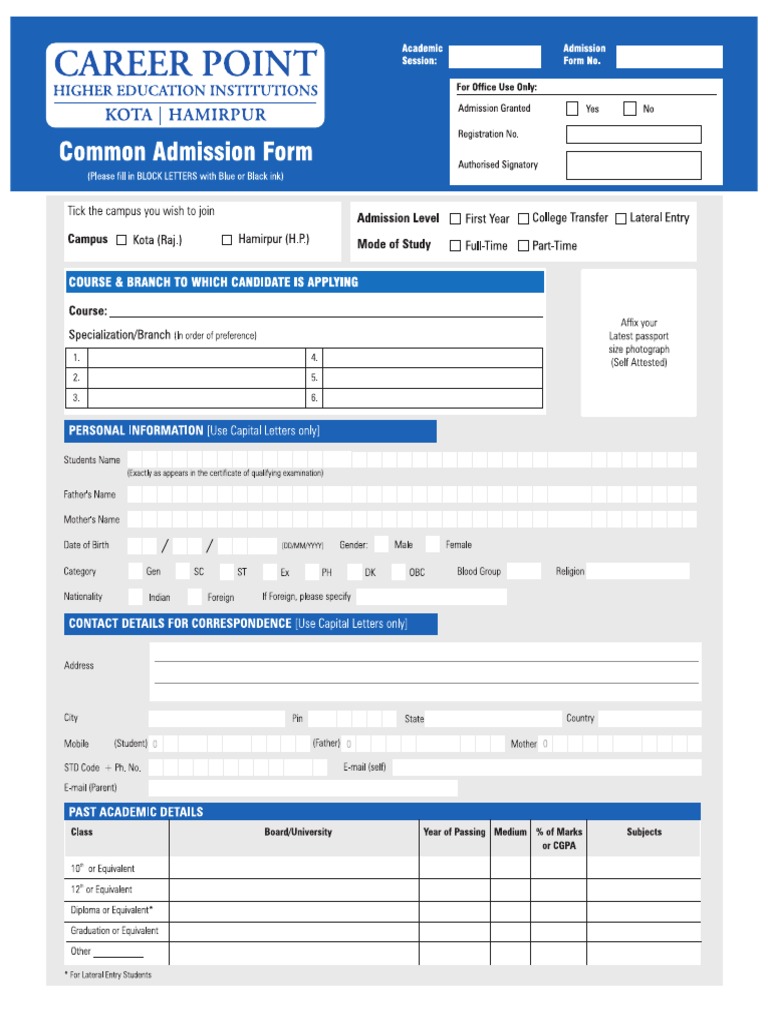 CPU Application Form | PDF