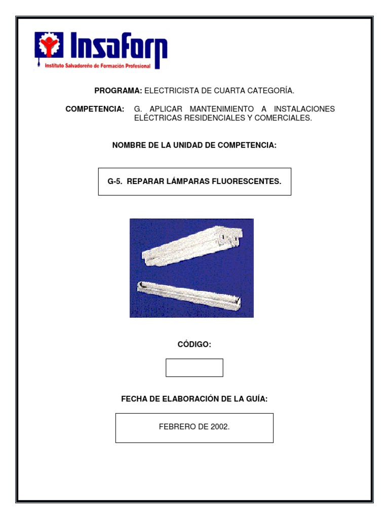 G5 Reparar Lamparas Fluorescentes Descargar gratis PDF Lámpara