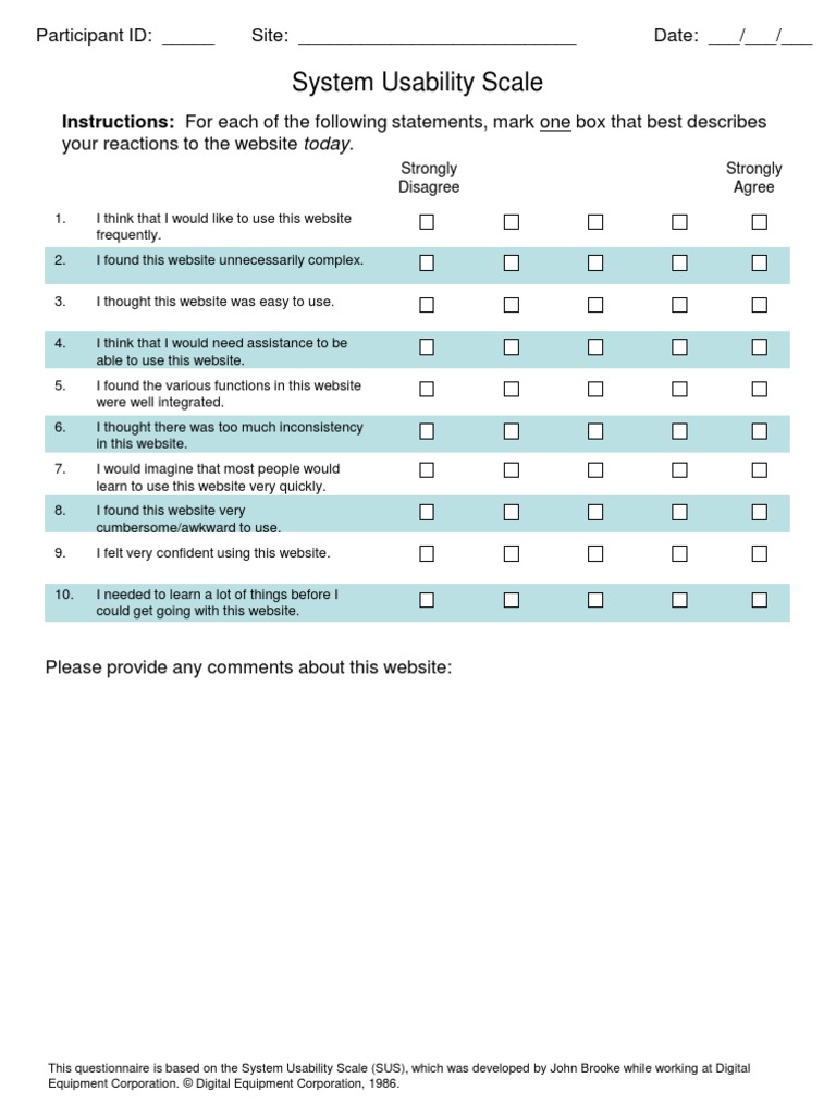 System Usability Scale: Instructions: For Each of The Following ...