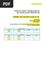 Installation / Operational Qualification Protocol Insert Incubator Name & I.D