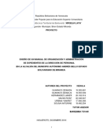 Proyecto Corregido 08 de Diciembre 2016 Manual de Organizacion y Administracion de Expedientes