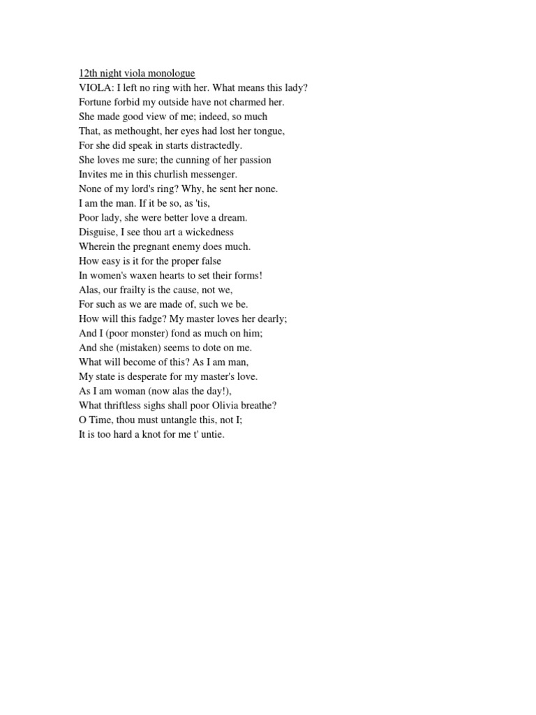 Twelfth Night I Left No Ring With Her Monologue
