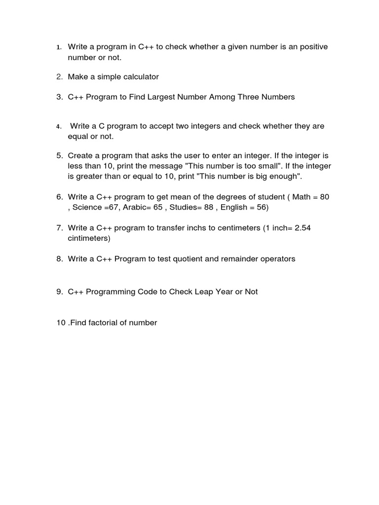 C++ and C Programming Exercises | PDF | Numbers | Areas Of Computer Science