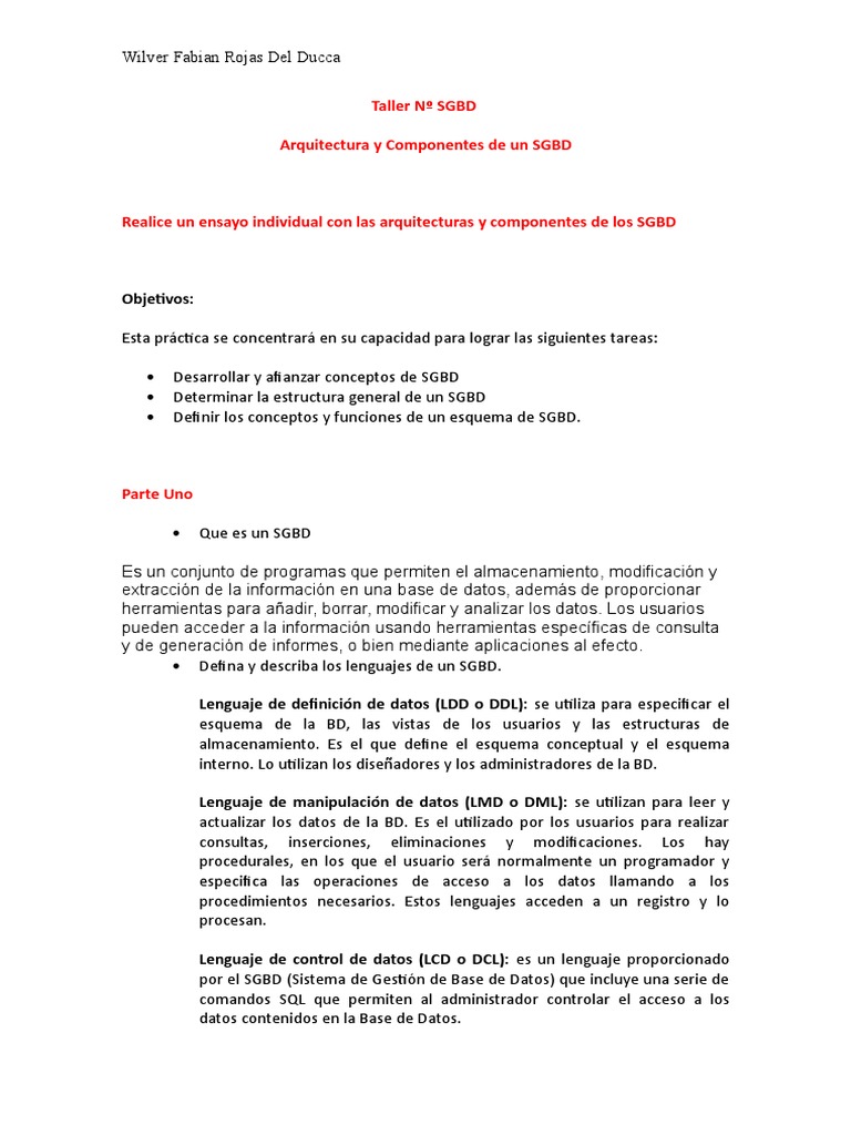 Taller No1. SGBD | PDF | Postgre Sql | SQL