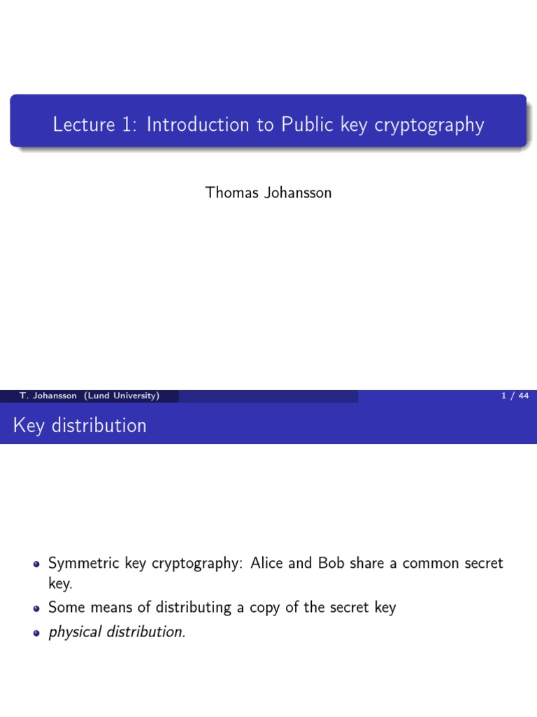 Introduction Lecture13-14 - Slides PDF | PDF | Public Key Cryptography ...
