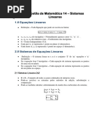 Apostila de Matematica 14 E28093 Sistemas Lineares PDF