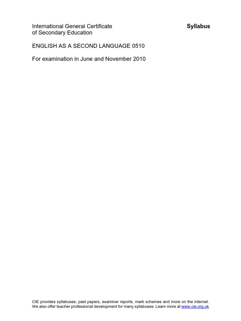 IGCSE English as a Second Language 0510 | PDF | Test (Assessment ...