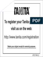 Tanita Registration Information Card