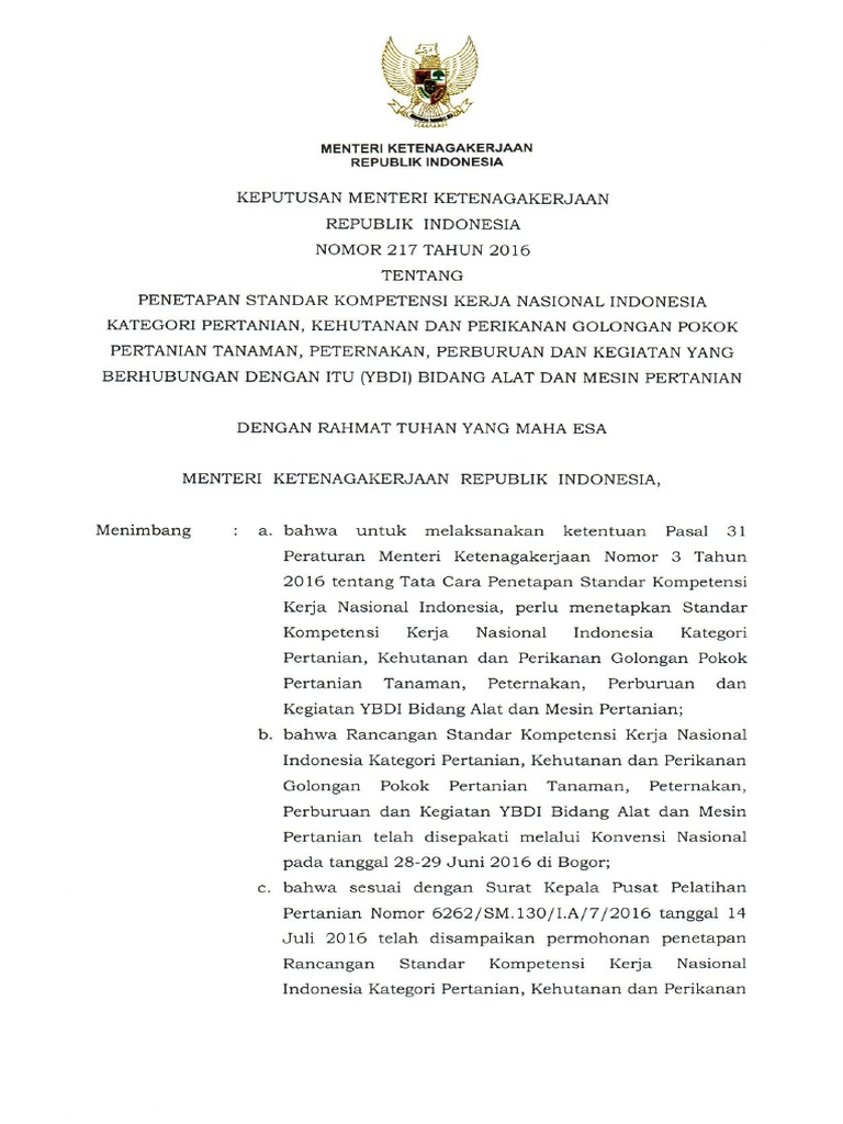 SKKNI Bidang Alat dan Mesin Pertanian pdf SKKNI Bidang Alat dan Mesin Pertanian pdf