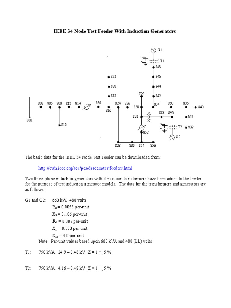 IEEE 34 Node Test Feeder With Induction Generators | PDF | Transformer ...