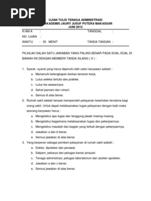 Contoh Soal Tes Staf Admin