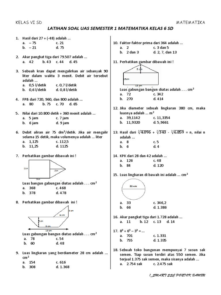 248736763 Uas Semester 1 Matematika Kelas 6 Sd Docx
