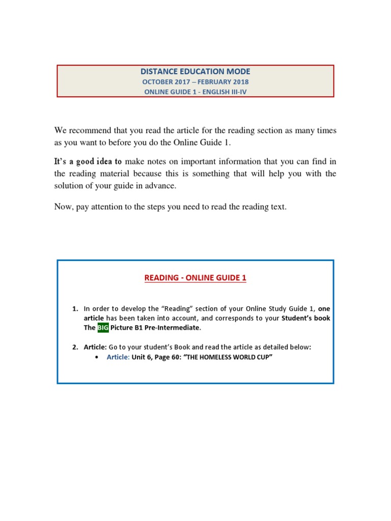 Distance Education Mode: October 2017 - February 2018 Online Guide 1 ...