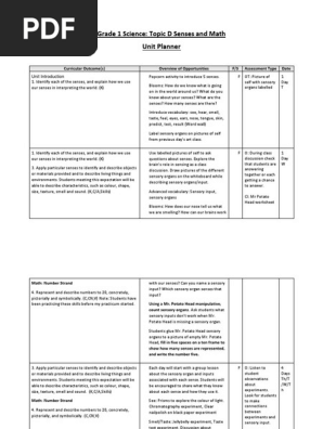 final grade 1 science unit planner