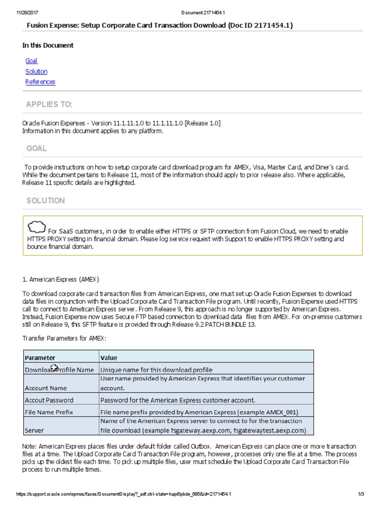 AMEX Corporate Card Data Setup Guide | PDF | American Express ...