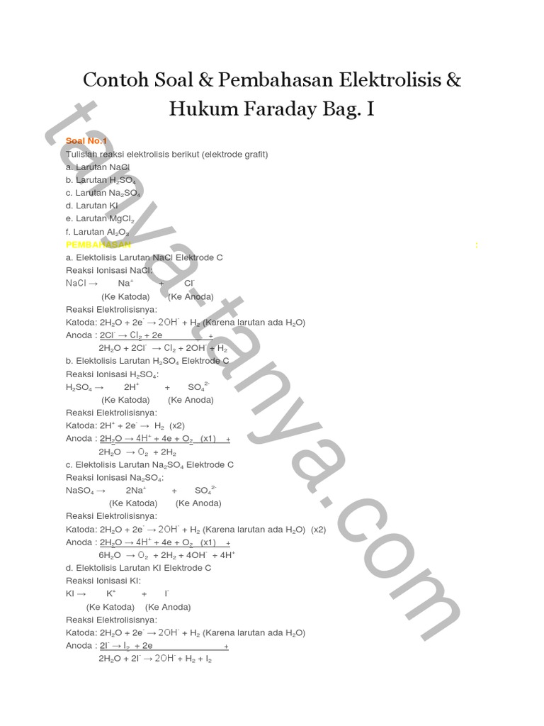 Contoh Soal Elektrolisis Faraday 1