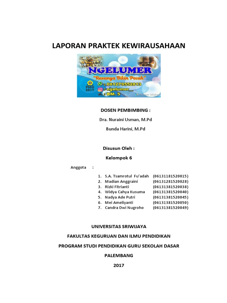 Cover Laporan Praktek Kewirausahaan