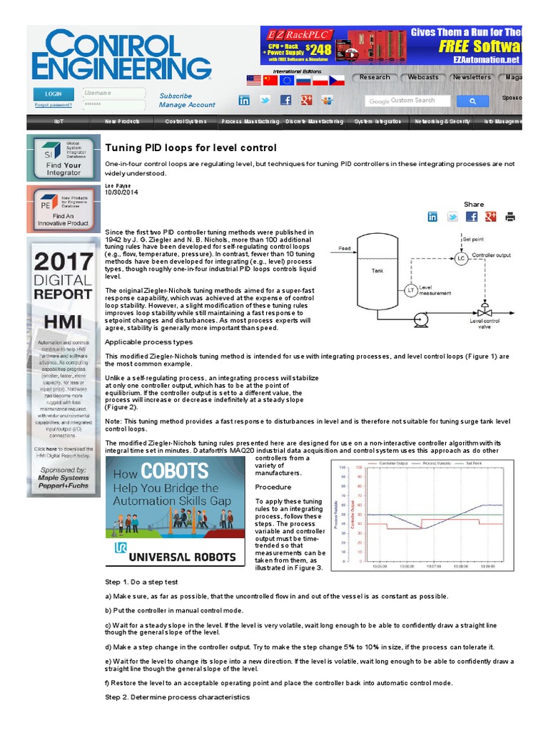 Tuning PID Loops For Level Control - Control Engineering | PDF ...
