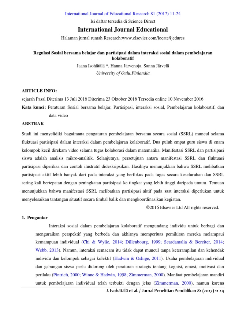 Jurnal Internasional Tentang Belajar Dan Pembelajaran  