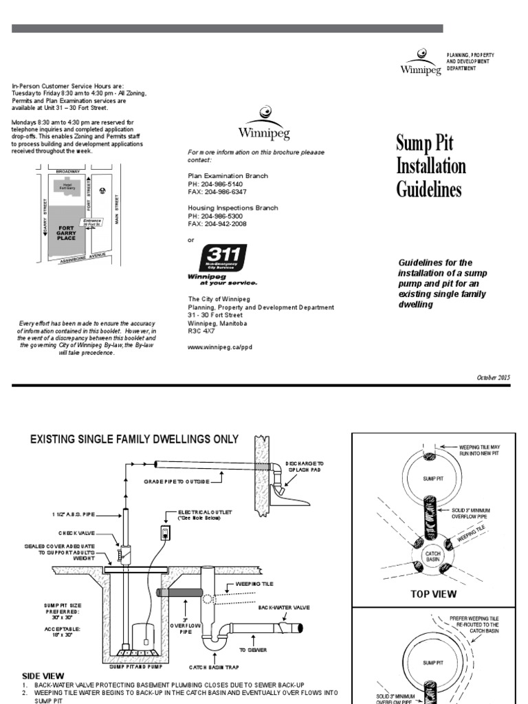Sump Pit Installation Guidelines For More Information On This Brochure