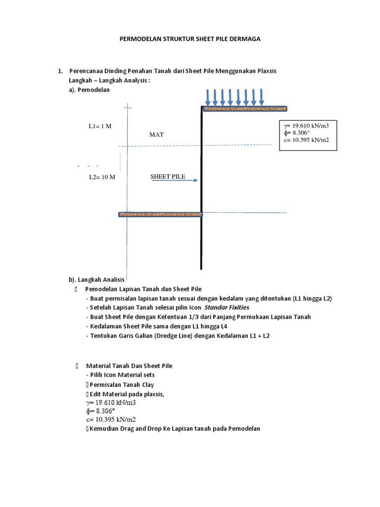 Pemodelan Sheet Pile dengan Plaxis | PDF | Teknologi & Rekayasa