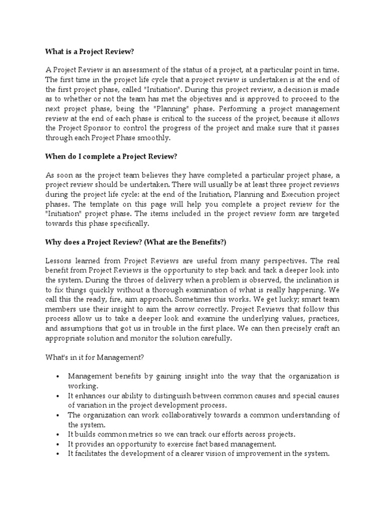 What Is A Project Review And How Does It Work? – Estrich Mobil
