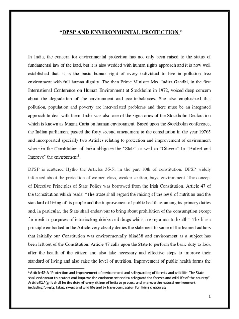DPSP and Environmental Protection in India | PDF | Environmental ...