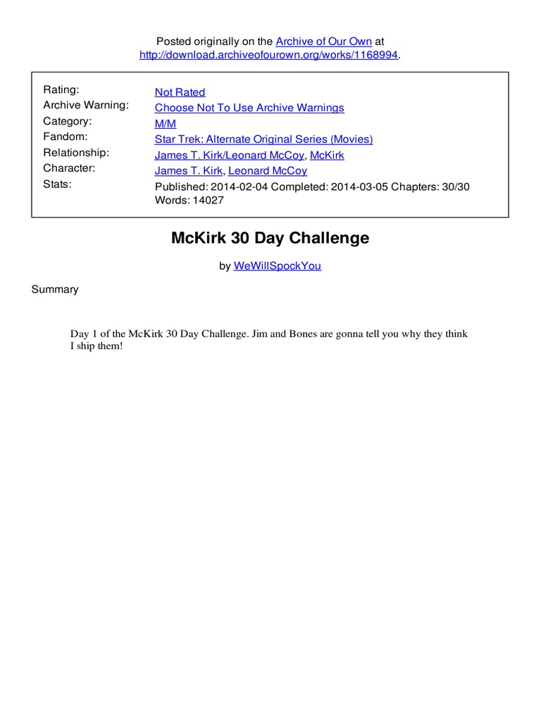McKirk 30 Day Challenge | PDF | Leonard Mc Coy | James T. Kirk