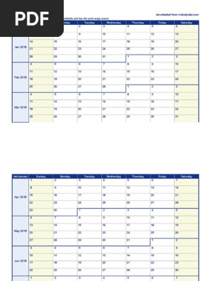 2018 Weekly Calendar