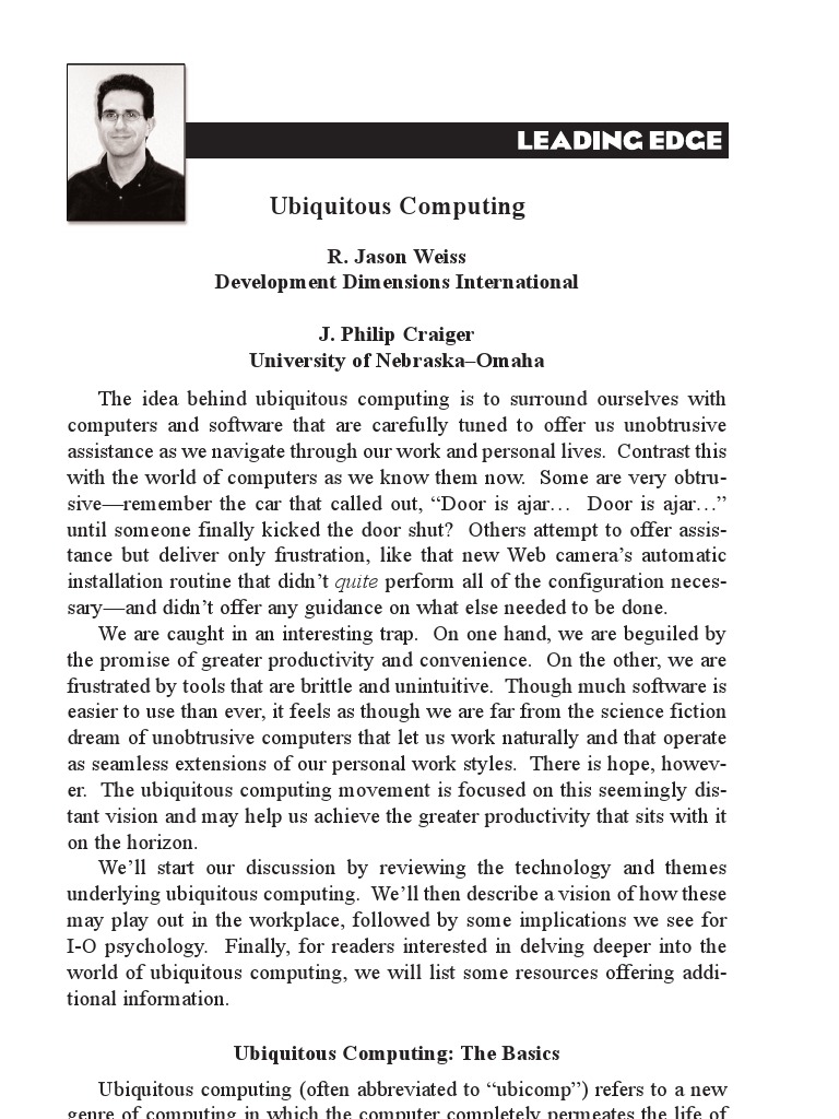 Ubiquitous Computing in the Workplace | PDF