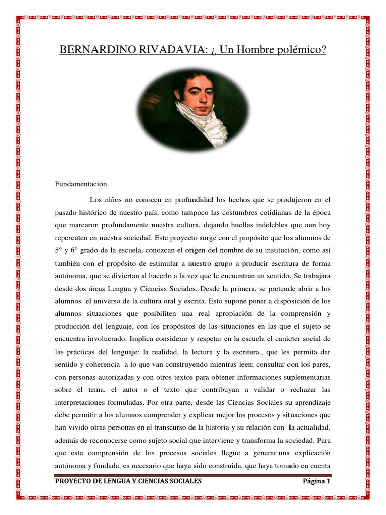 Exploring the Life and Legacy of Bernardino Rivadavia Through Language ...