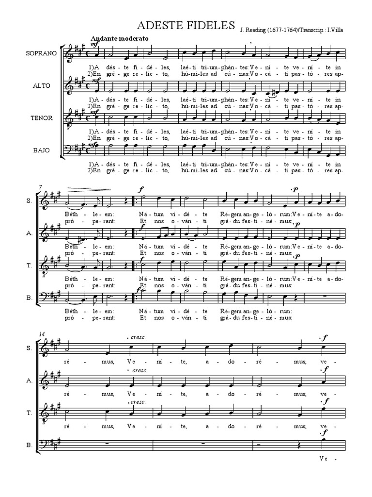 Adeste Fideles Satb