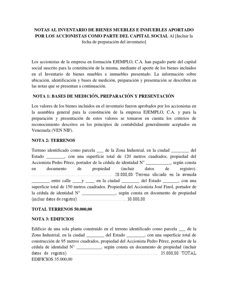 Inventario de Bienes para Capital Social | PDF | Contabilidad | Business