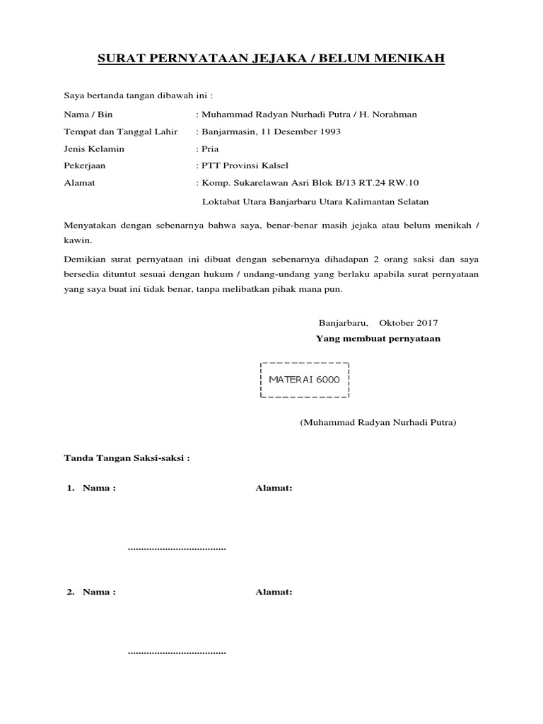 Surat Pernyataan Jejaka 825 x 1167.