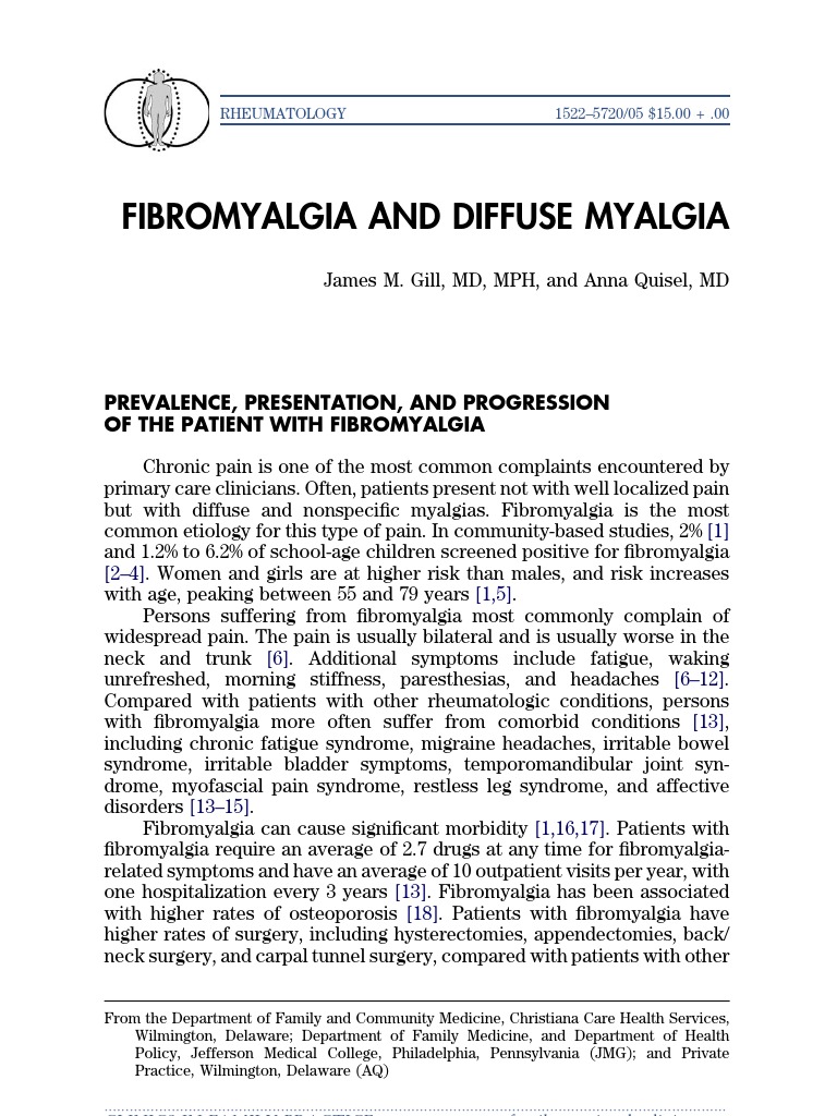 Fibromyalgia Diffuse Myalgia | PDF