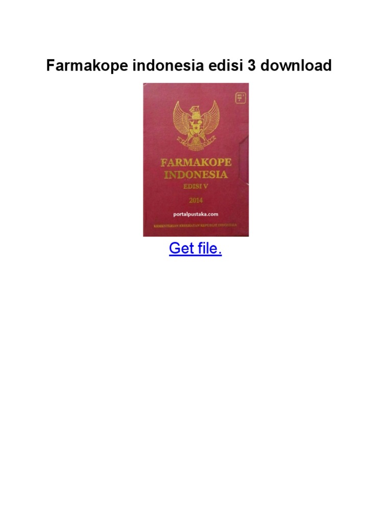 Farmakope Indonesia Edisi 3 Download