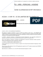 Acgih - A NR 15 - e Os Limites de Tolerância - SST - Legislação - NRS - Pericias - Higiene Ocupacional PDF