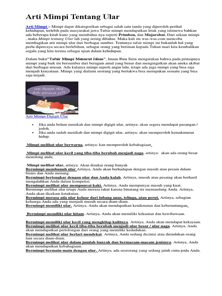 Arti Mimpi Tentang Ular Pdf