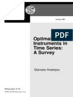 Optimal Instruments in Time Series: A Survey: Stanislav Anatolyev