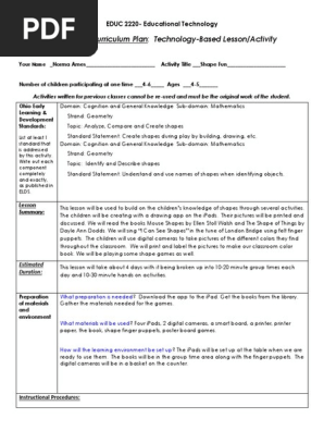 Ed Tech ECDE Activity Plan