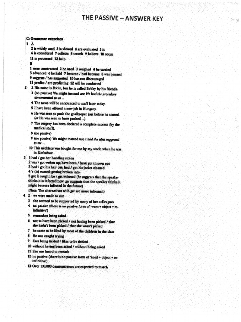 Answer Key Passive | PDF