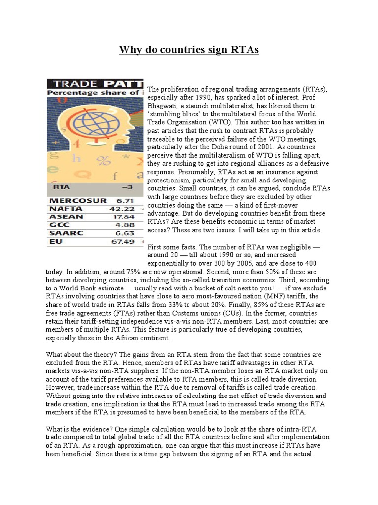 RTAs | PDF | World Trade Organization | Trade