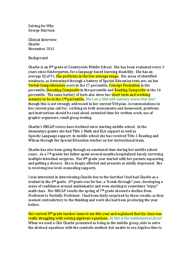 Clinical interview example pdf equations special education