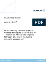 Examiners' Report January 2017: GCE Chemistry (WCH05) Paper 01