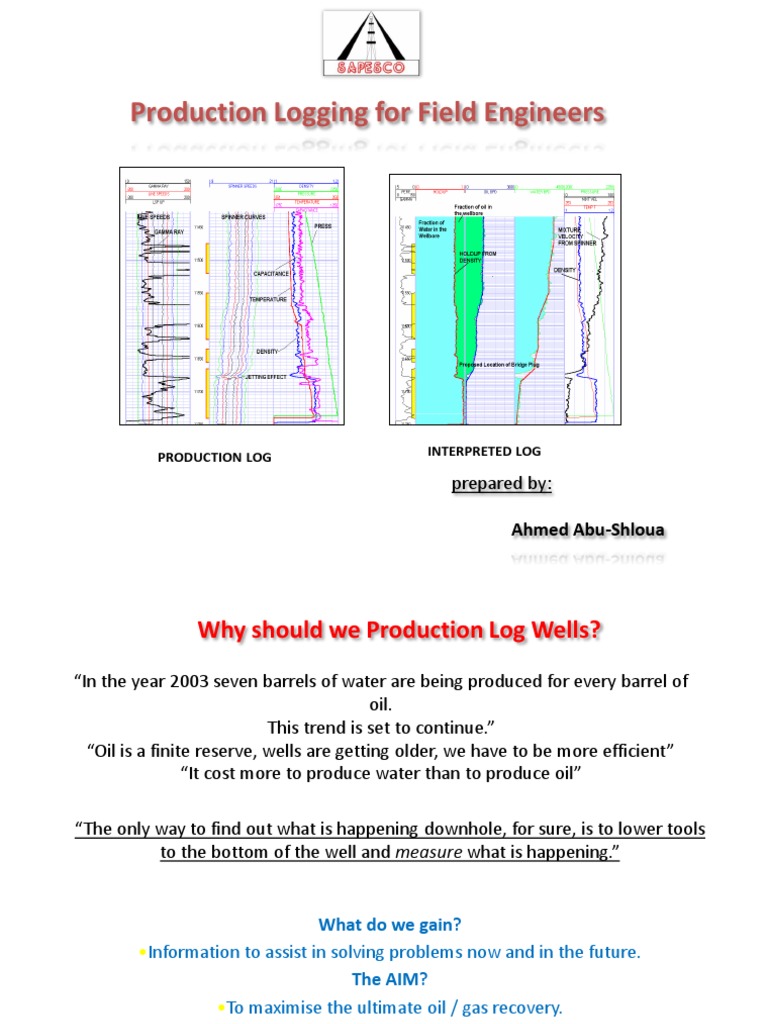 Production Logging Presentation | PDF | Casing (Borehole) | Vacuum Tube