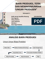 Analisis Biaya Produksi, Total Revenue Dan