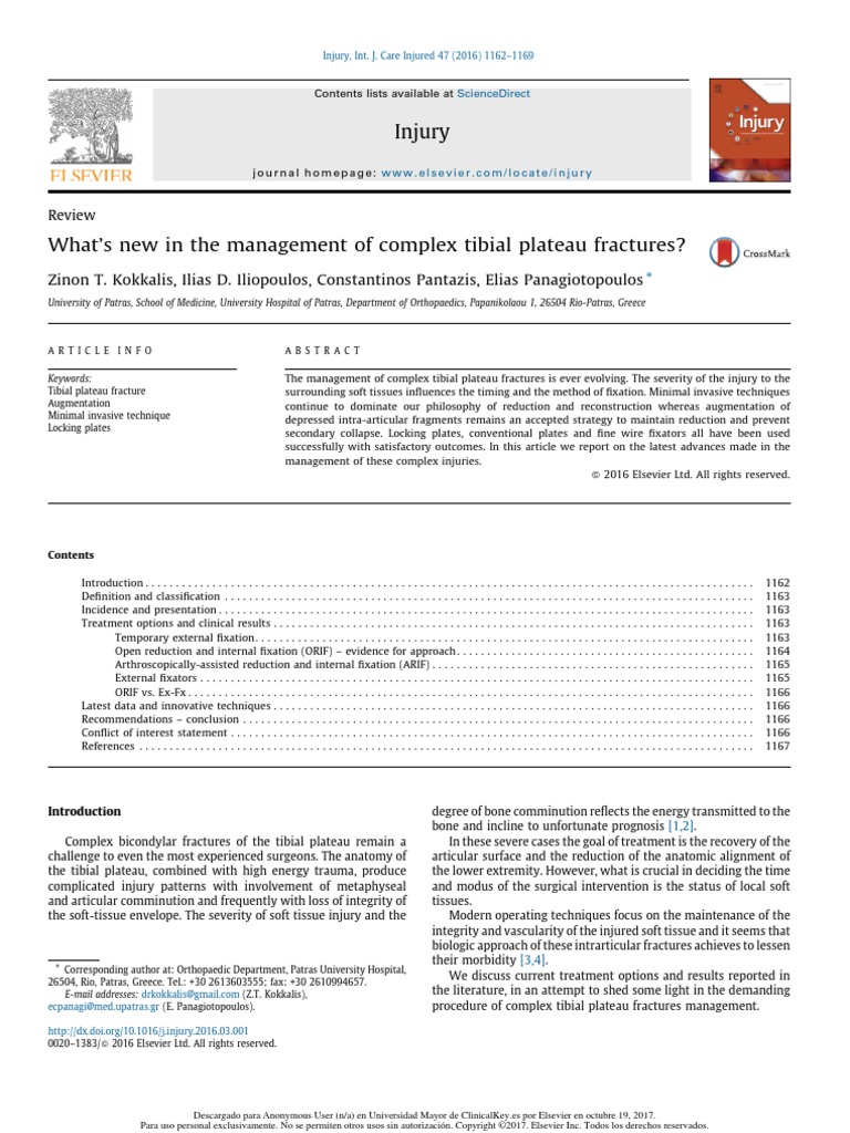 What's New in The Management of Complex Tibial Plateau Fractures? | PDF ...