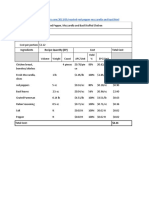 Ingredients Recipe Quantity (EP) Cost Total Cost